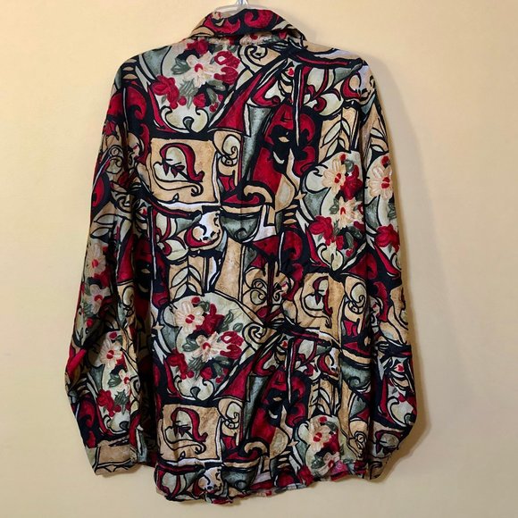 K Arnold Vintage Floral 100% Silk Shirt L - Picture 3 of 8